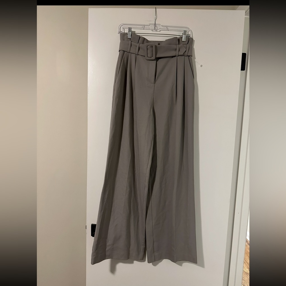NWT Hallhuber Women's Wide-Leg Gray Belted Pants (US Size Small 4/6)